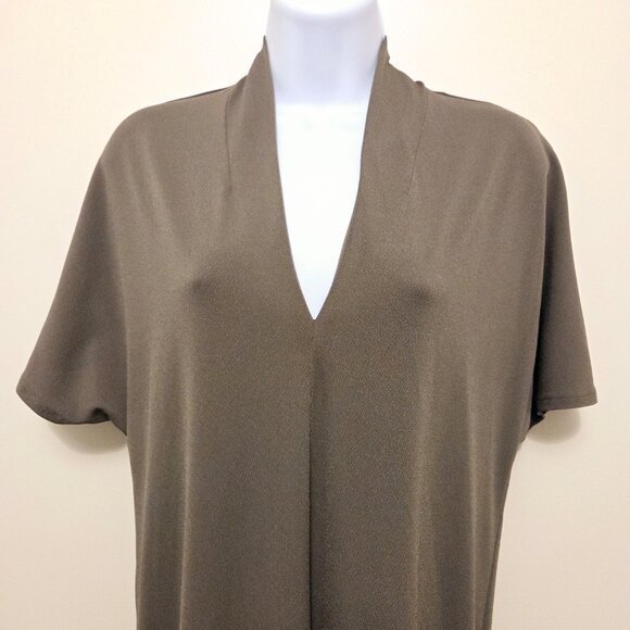 H&M Women’s Khaki Green Dolman Sleeve V-Neck Midi Shift Dress - XS - Picture 4 of 12